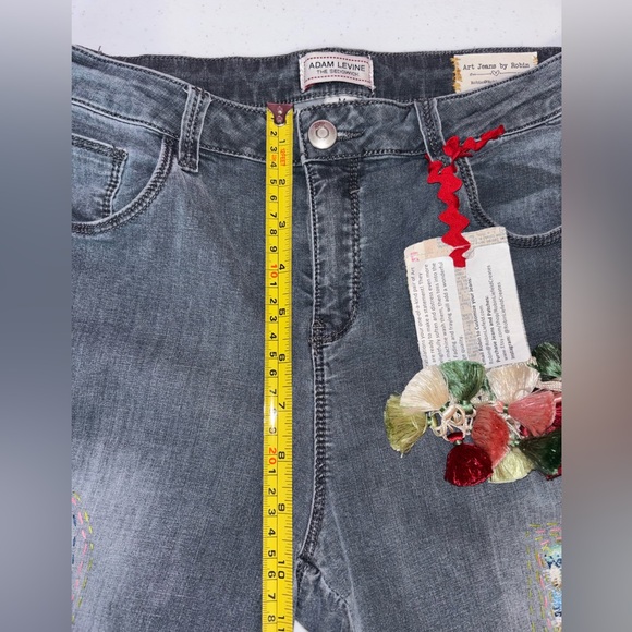 Adam Levine Art Jeans NWT – Embroidered Patchwork Boho Skinny Denim Women’s M - Picture 14 of 16